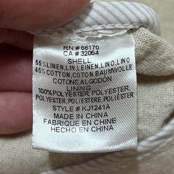 Greylin Anthropologie Blazer Jacket L Linen Cotton Tan Zippered Moto Modern Chic - Picture 6 of 8